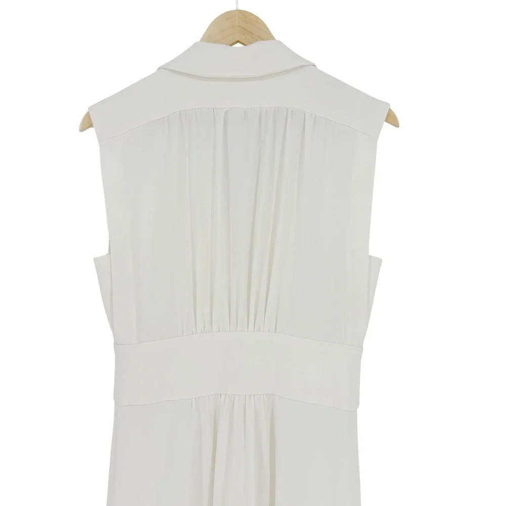 ba&sh‎ Lady Dress Women XS Off-White Sleeveless Button Front Midi Parisian Chic